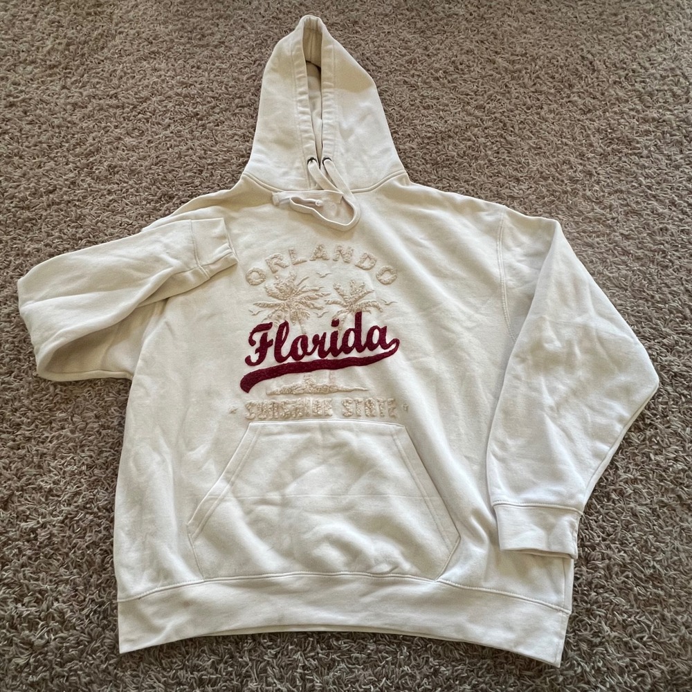 Pacific & Co Orlando Florida Sunshine‎ State Hoodie Cream Chenille XL